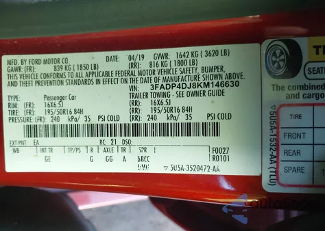 2019 Ford Fiesta St Line z USA, uszkodzony, nr VIN 3FADP4DJ8KM146630